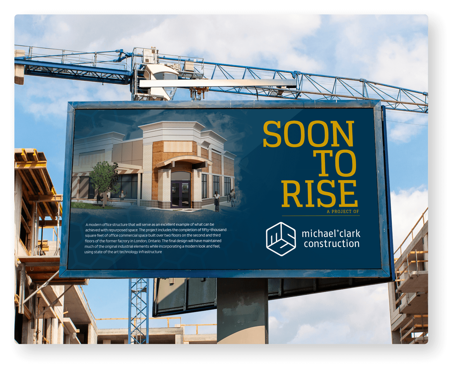 michael + clark construction poster rendering